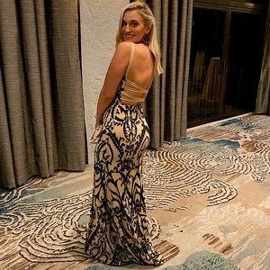 Windsor Black & Tan Sequin Gown